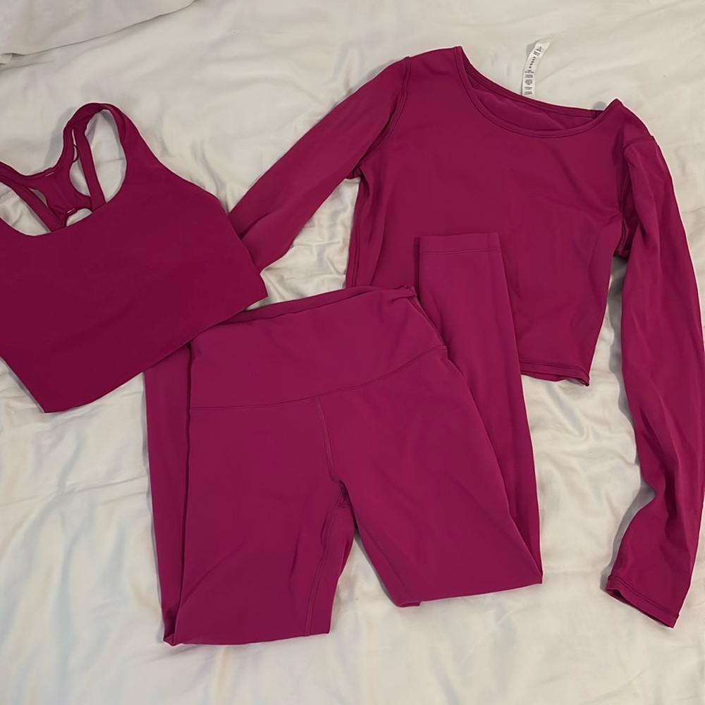 lululemon athletica Fuchsia/Pink Three-Piece Active Set